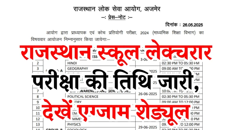 RPSC School Lecturer Exam