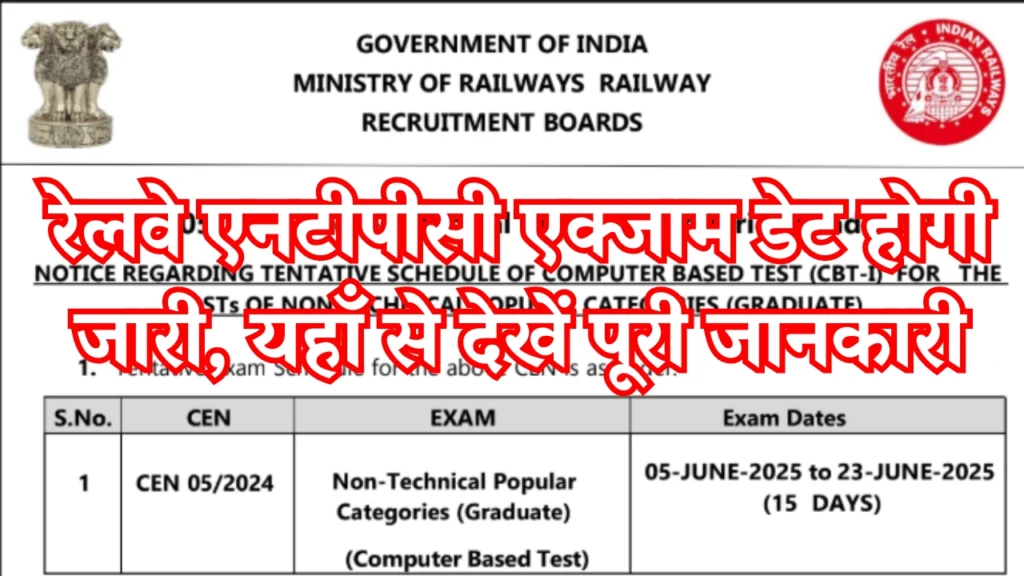 Railway NTPC Exam Date 2025