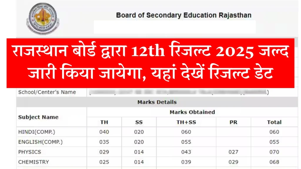 Rajasthan Board 12th Result 2025
