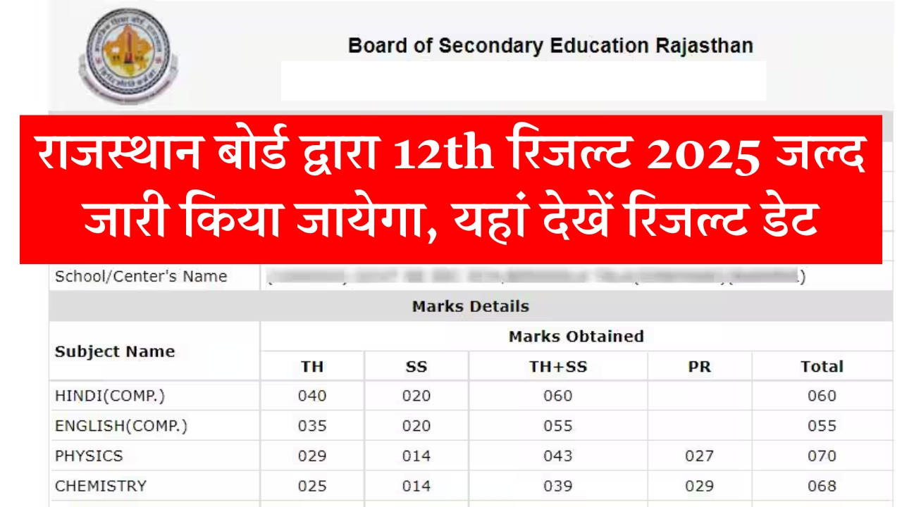 Rajasthan Board 12th Result 2025