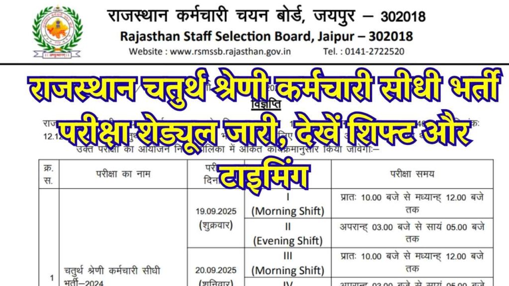 RSMSSB 4th Grade Exam Date 2025 OUT